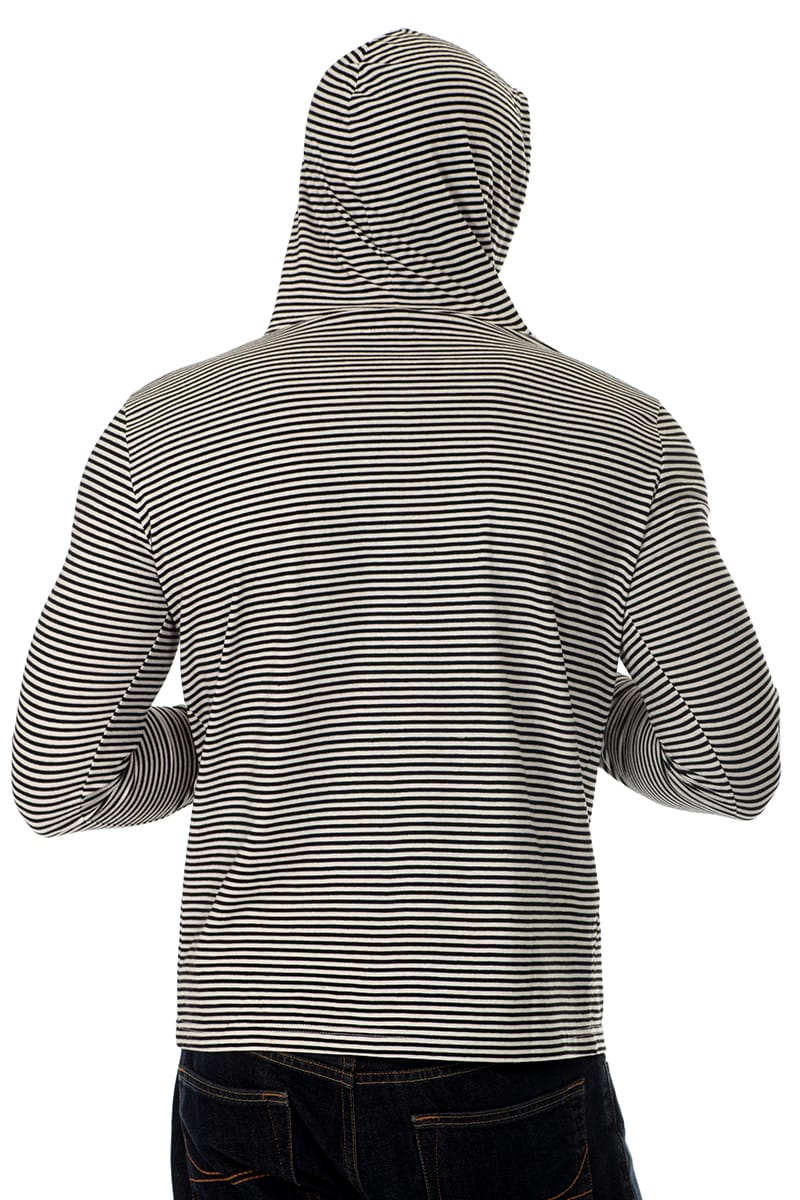 00 Nothing Black Stripe Blue Panther Hooded Shirt