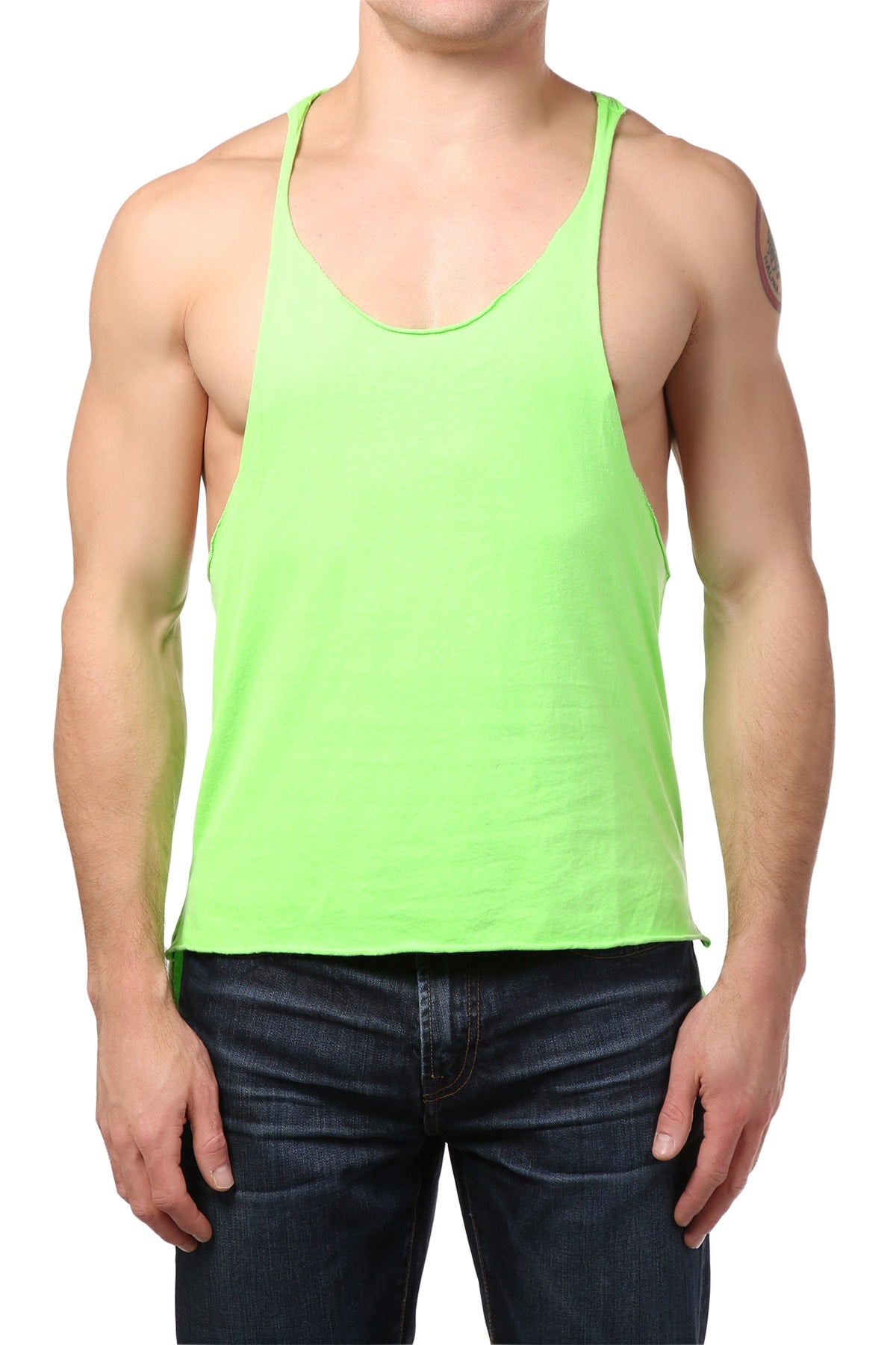 Y.M.L.A. Lime Green Raw Edge String Tank