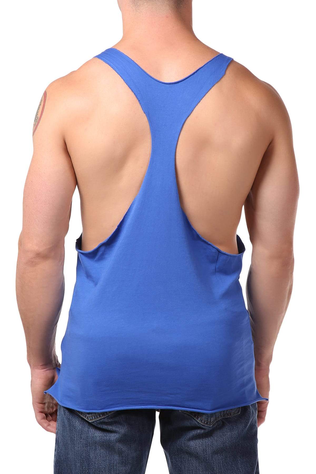 Y.M.L.A. Royal Blue Raw Edge String Tank