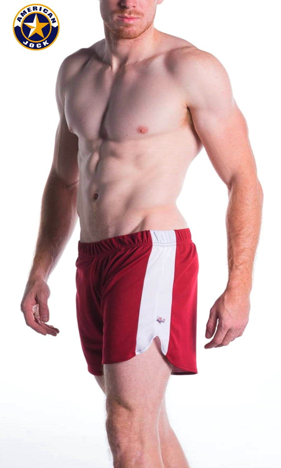 A J Burgundy Relay Short W/Built-In Jockstrap