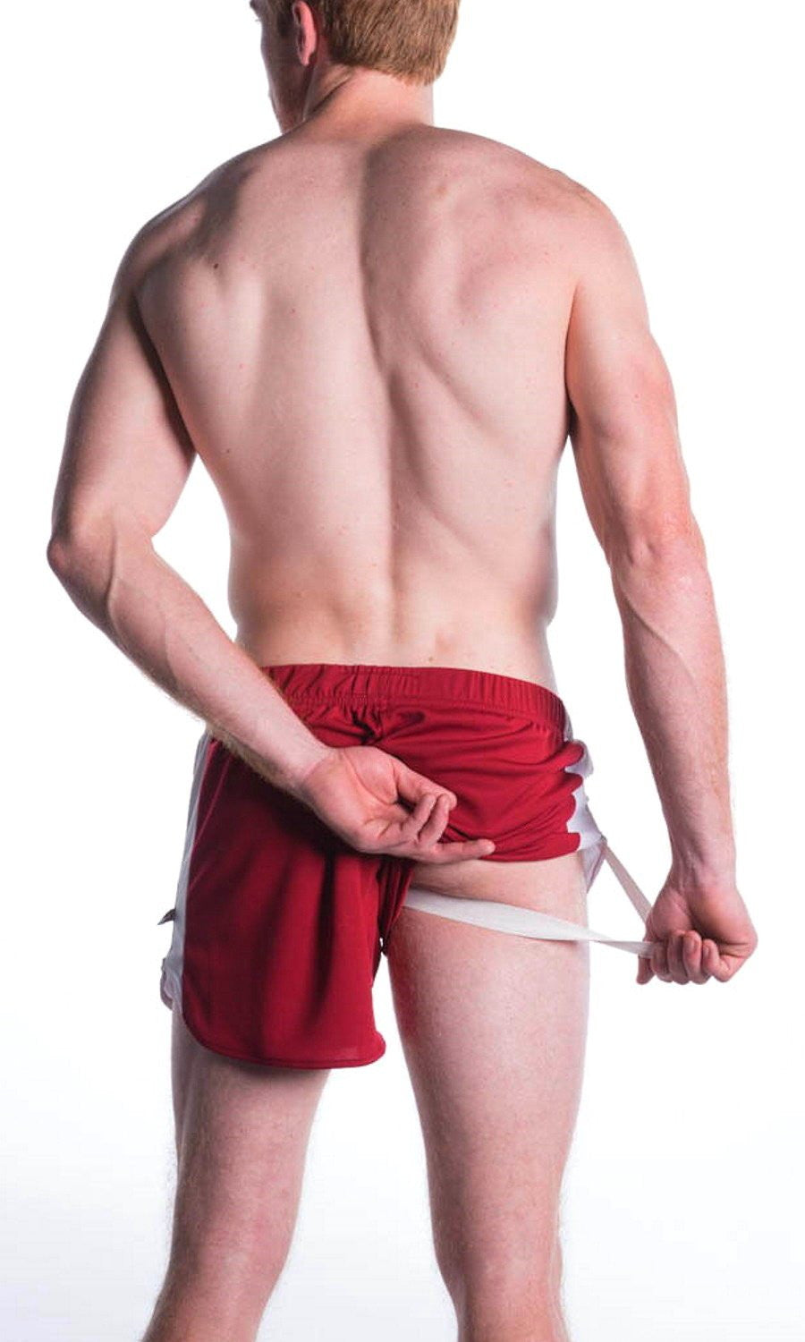 A J Burgundy Relay Short W/Built-In Jockstrap