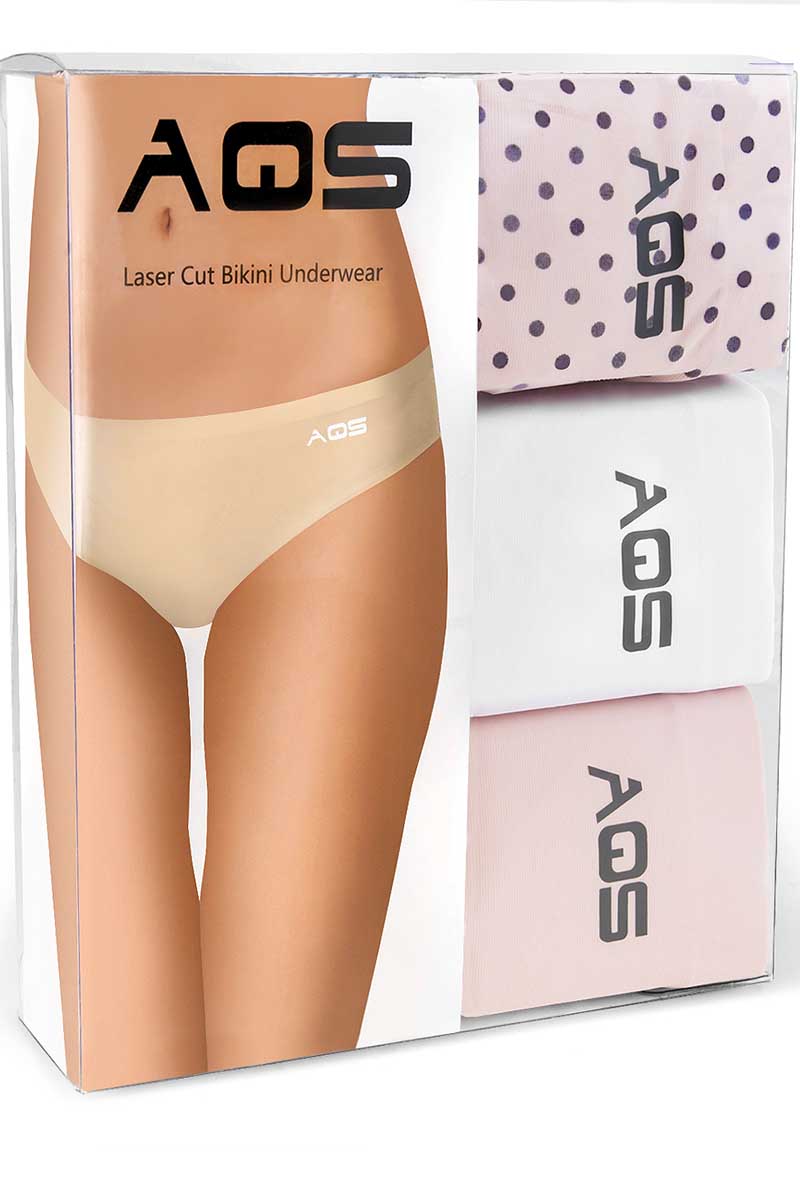 AQS 3Pk Dots Laser Cut Bikini Brief