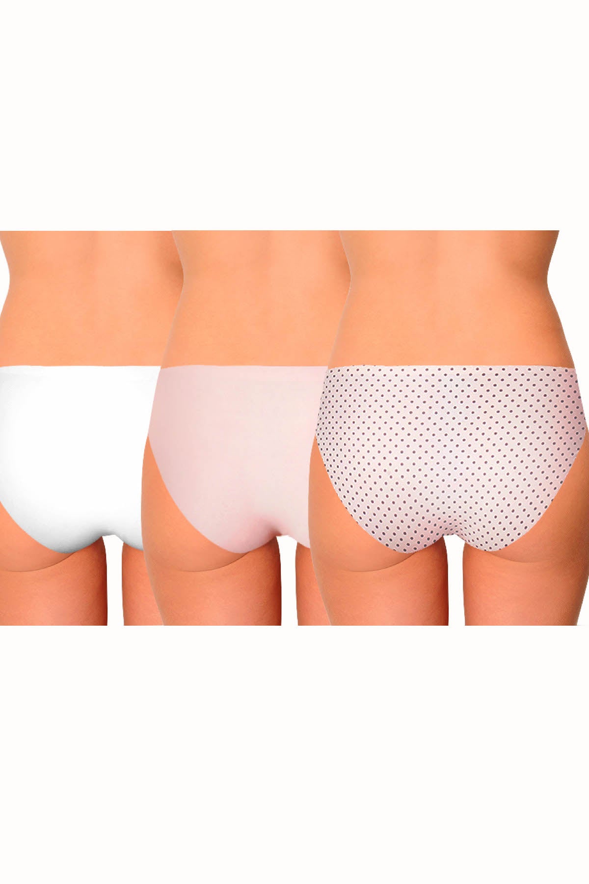 AQS 3Pk Dots Laser Cut Bikini Brief