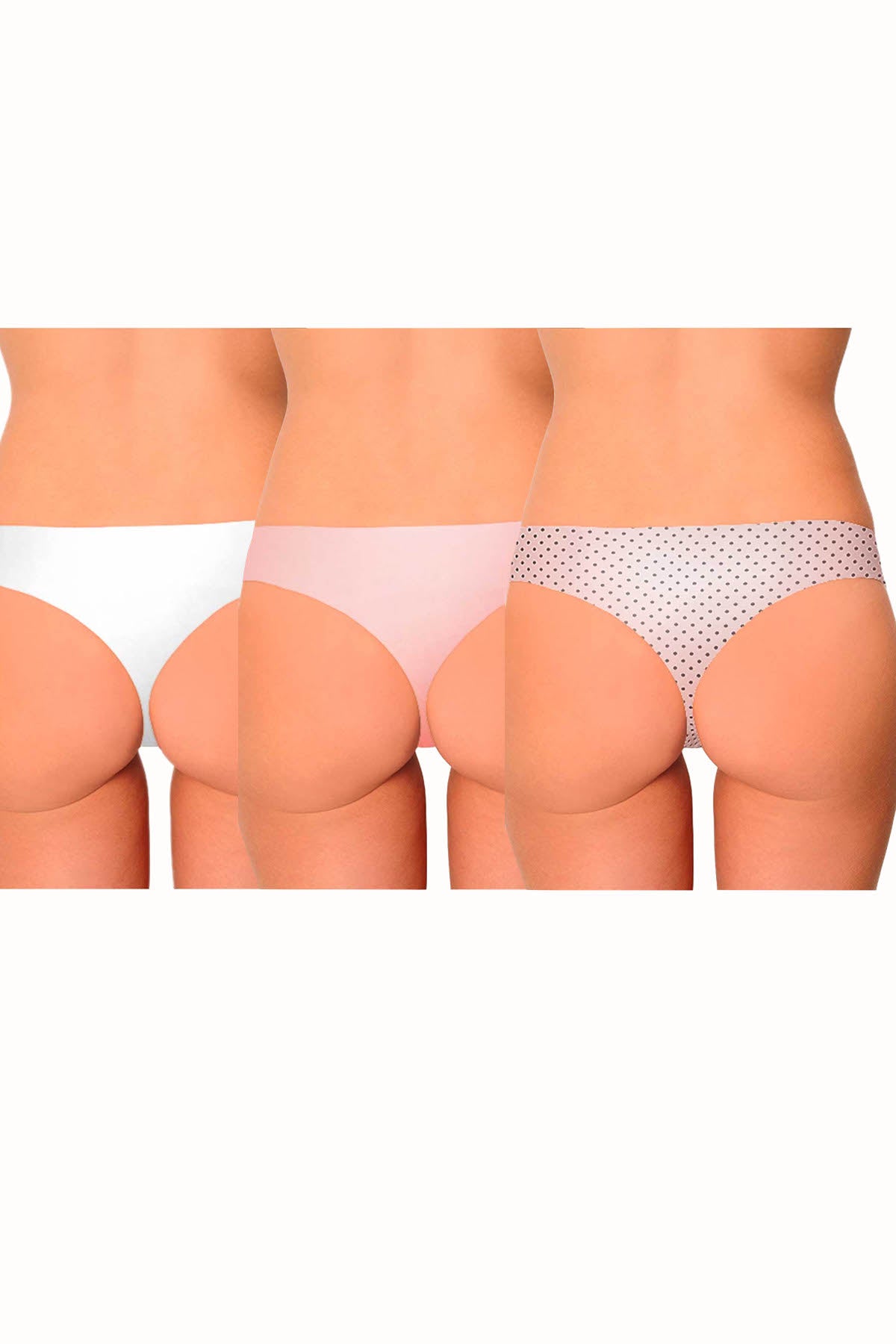 AQS 3Pk Dots Laser Cut Thong