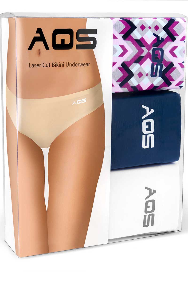 AQS 3Pk Geometric Laser Cut Bikini Brief