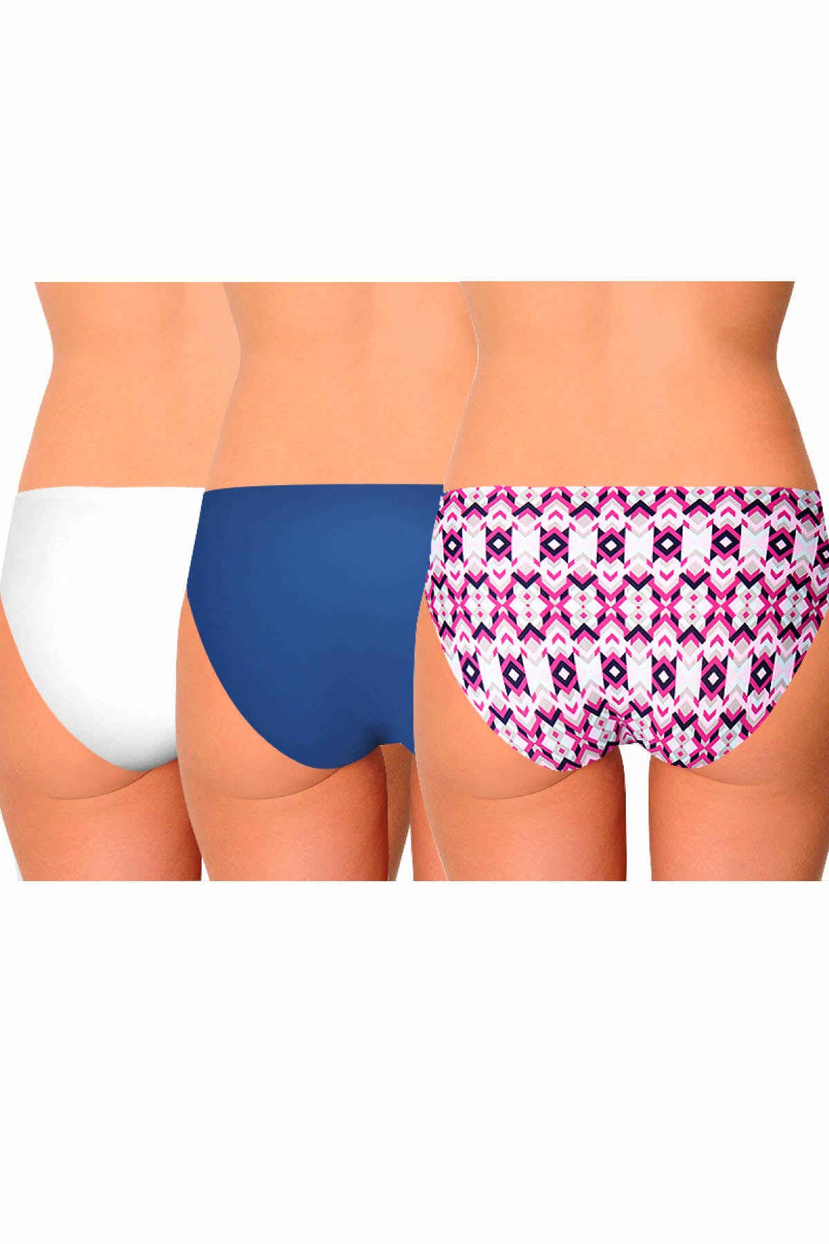 AQS 3Pk Geometric Laser Cut Bikini Brief