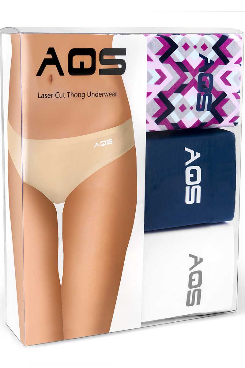 AQS 3Pk Geometric Laser Cut Thong