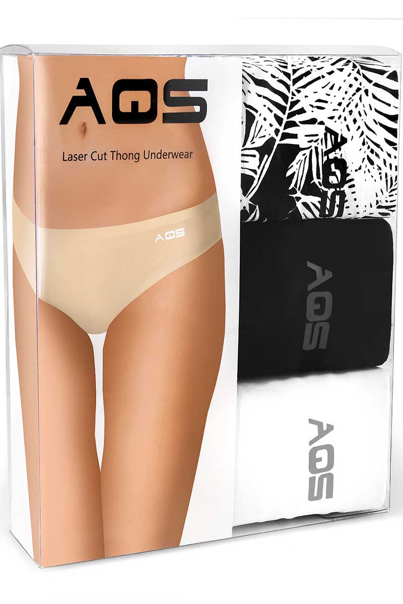 AQS 3Pk Leaves Laser Cut Thong