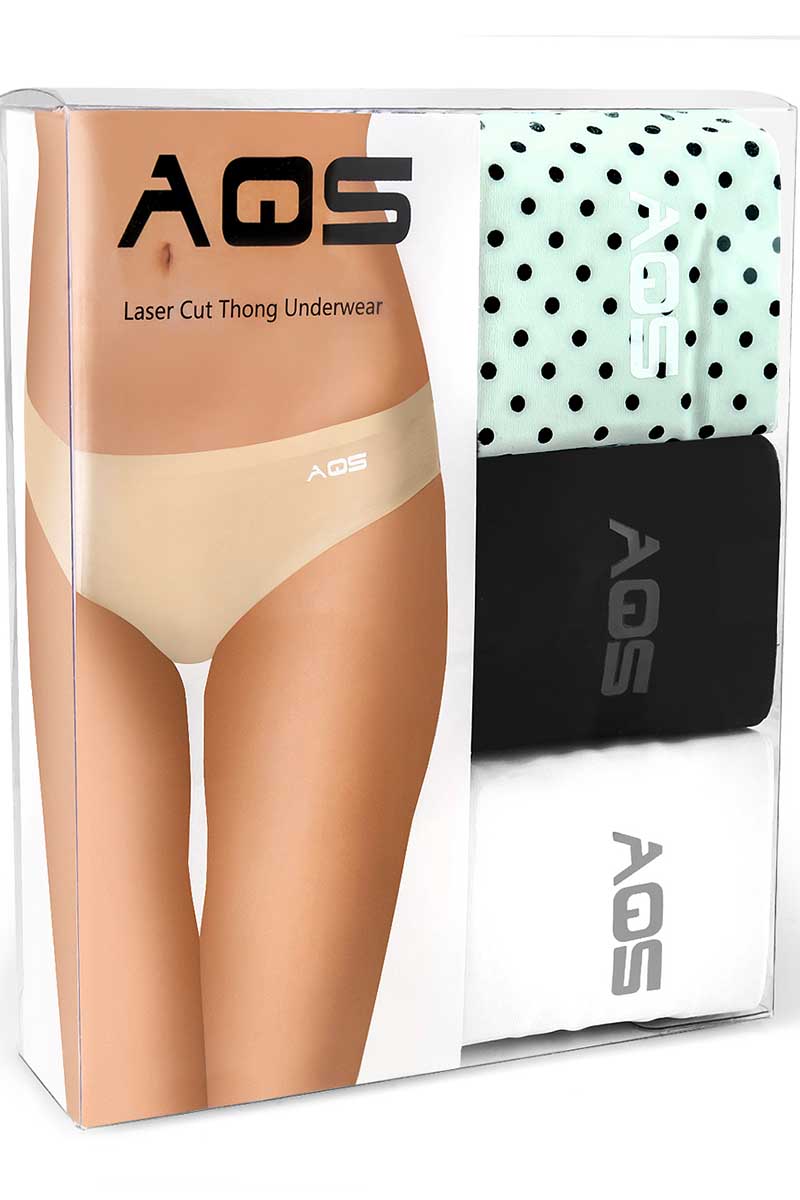 AQS 3Pk Mint Laser Cut Thong