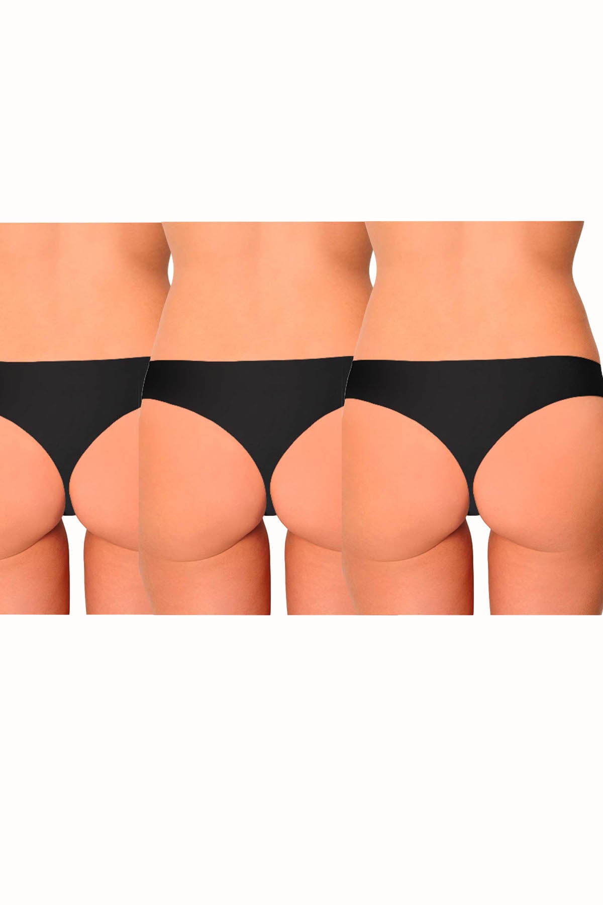 AQS 3Pk Tropical Black Laser Cut Thong