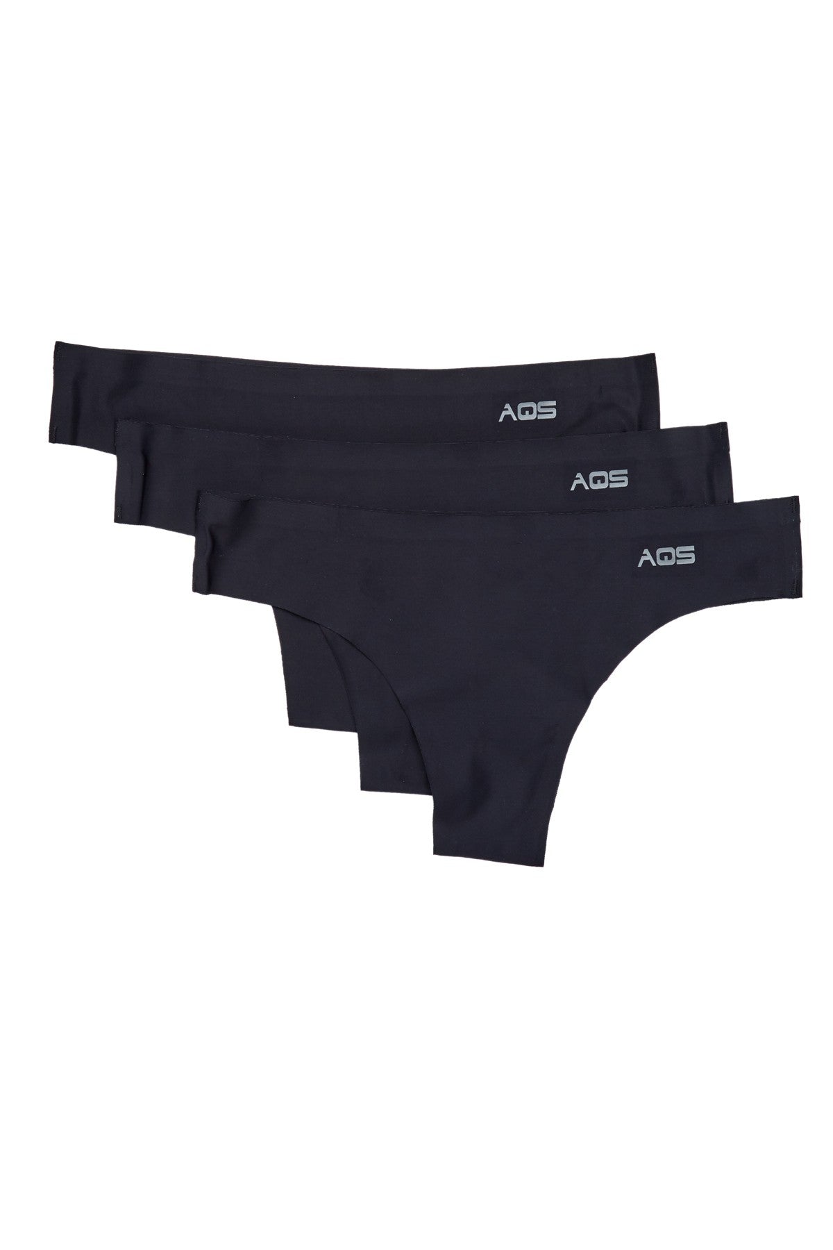 AQS 3Pk Tropical Black Laser Cut Thong