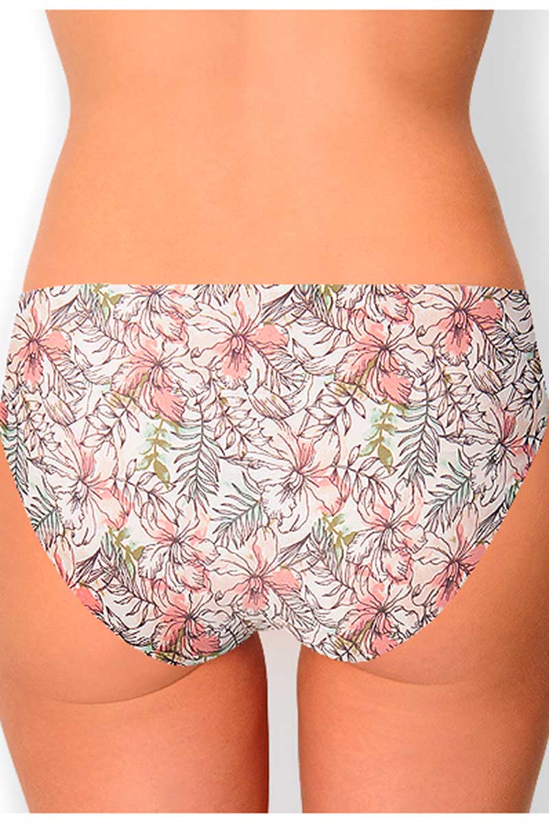 AQS 3Pk Tropical Flowers Laser Cut Bikini Brief