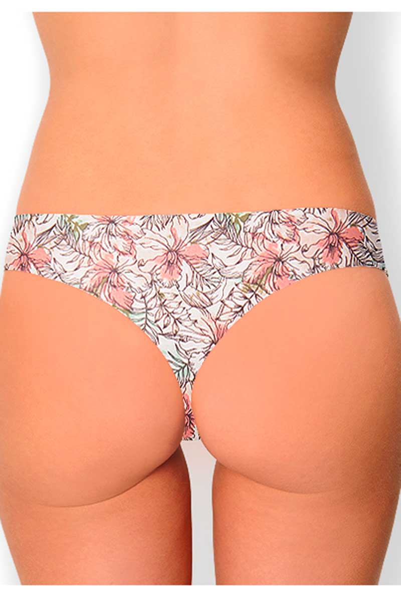 AQS 3Pk Tropical Flowers Laser Cut Thong