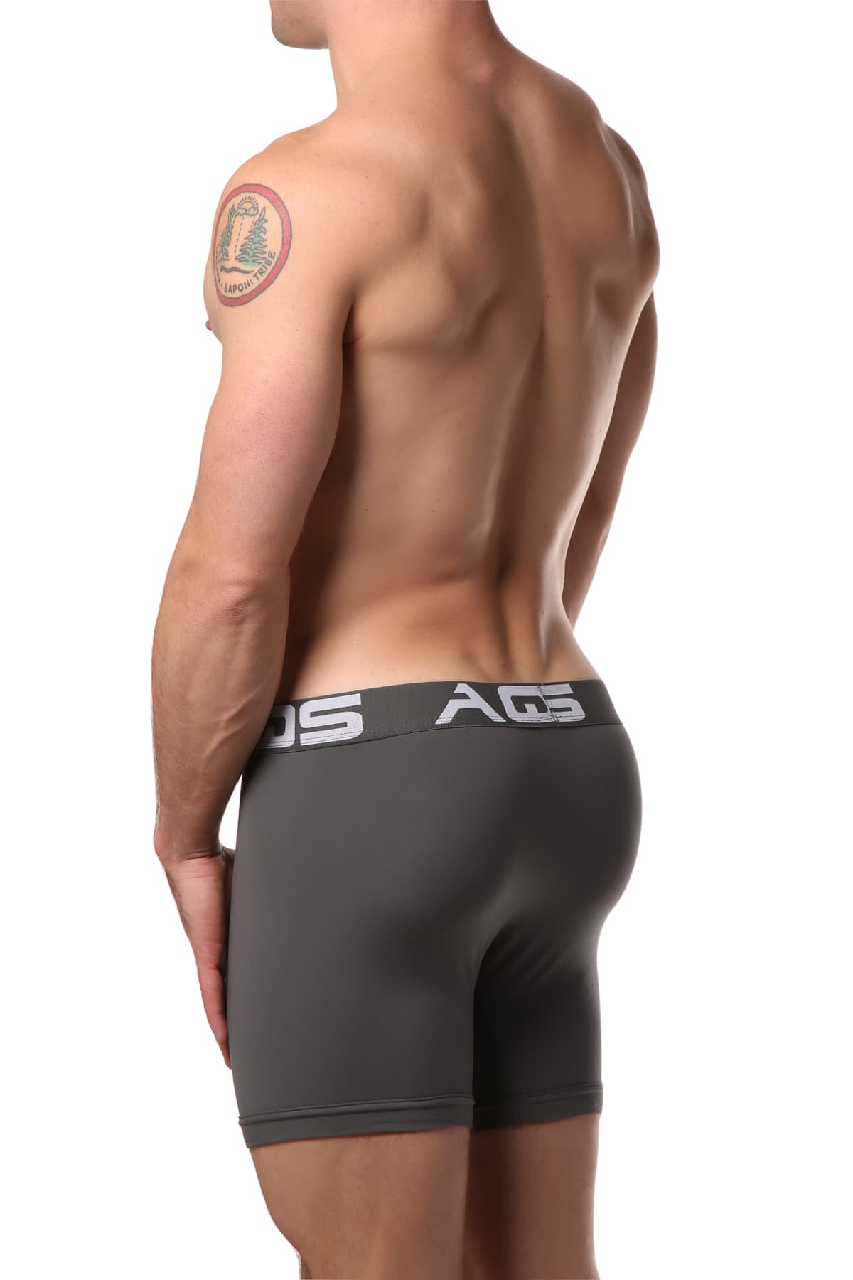 AQS 3pk Grey/White/Dark Blue Striped Boxer Brief 3-Pack