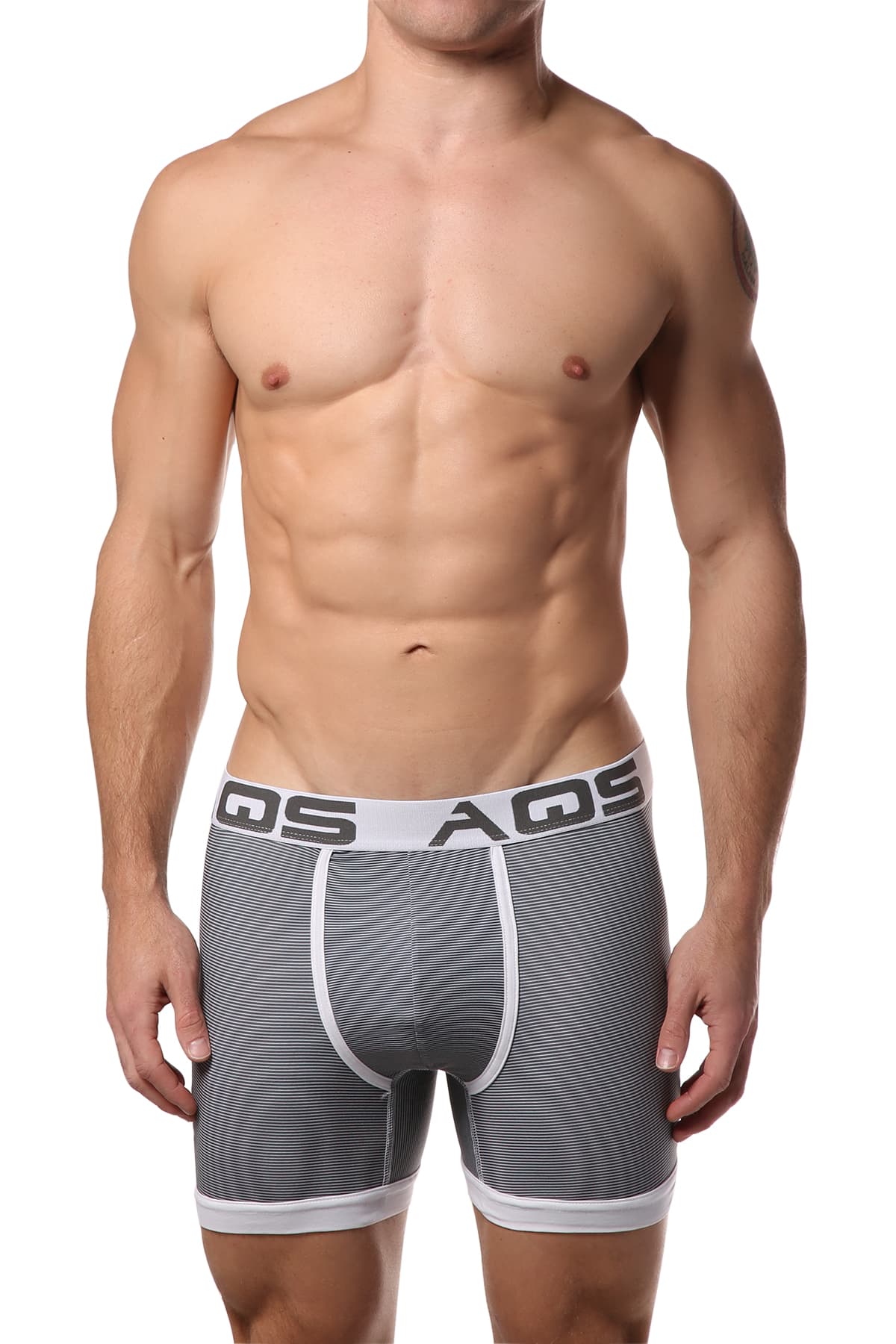 AQS Black/Grey/White Stripe Boxer Brief 3-Pack