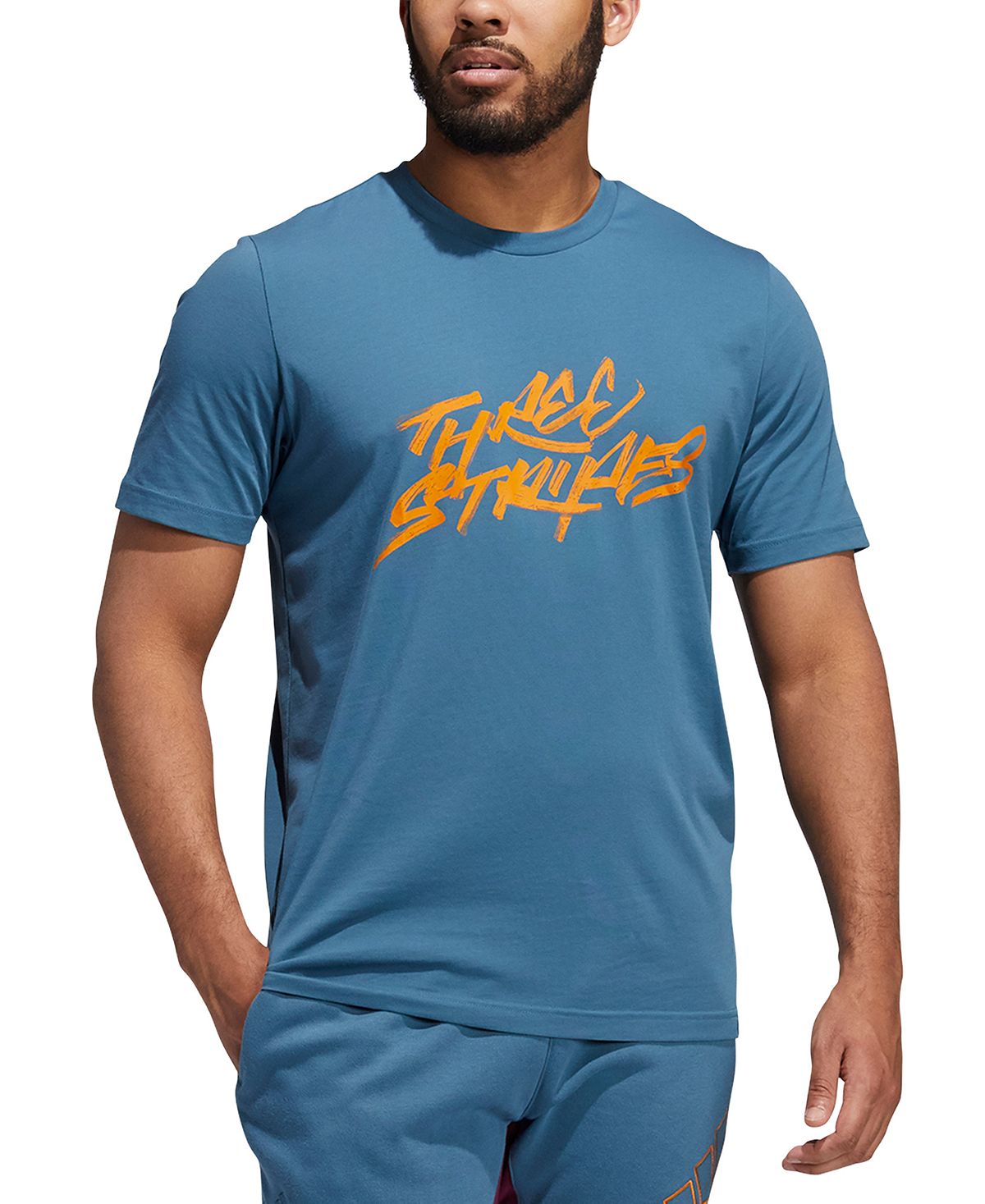 Adidas 3 Stripes Logo Graphic Basketball T-shirt Orbit Indigo
