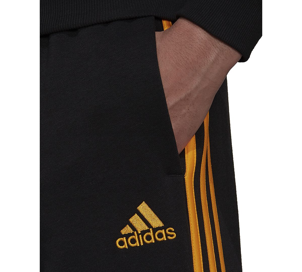 Adidas 3-stripes 10" Fleece Shorts Black/semi Solar Gold