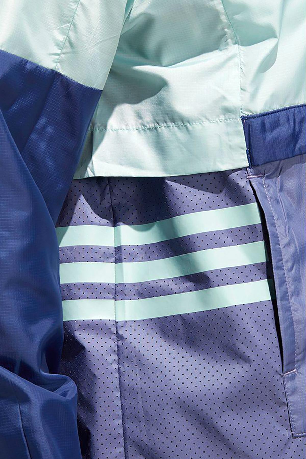 Adidas Raw Indigo ID ColorBlocked Half Zip Windbreaker