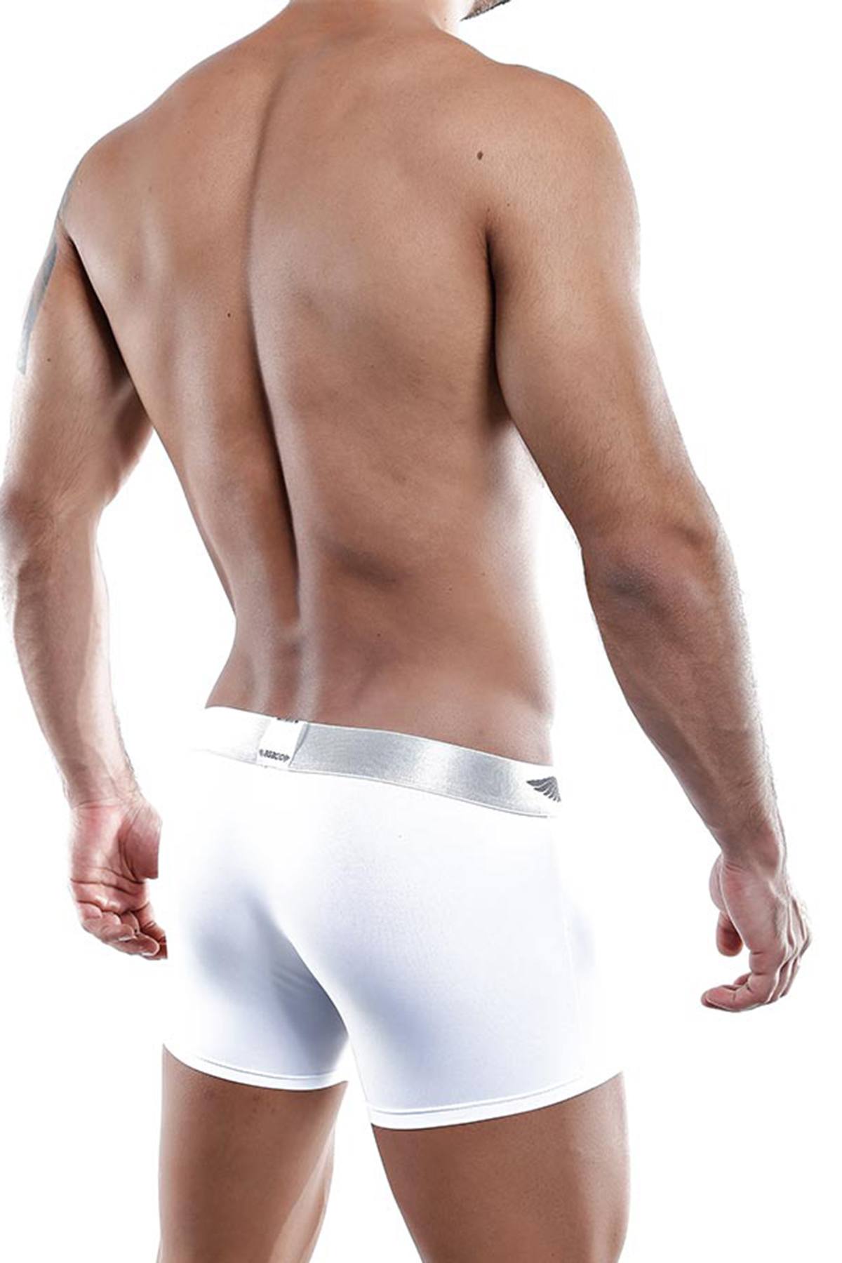 Agacio Sport Mesh Pouch Boxer Brief in White/Turquoise