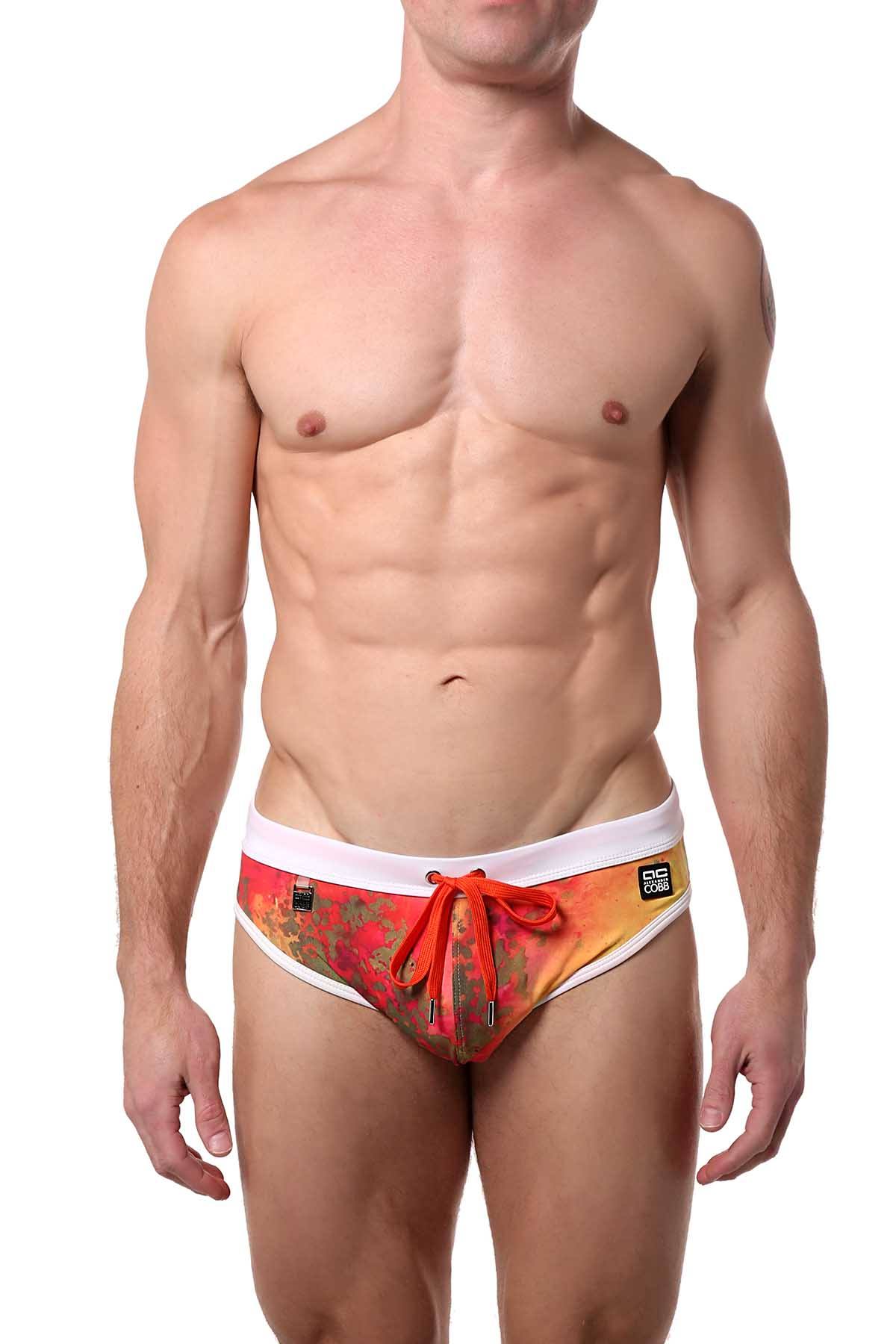 Alexander Cobb Red/Orange Splash Swim Brief
