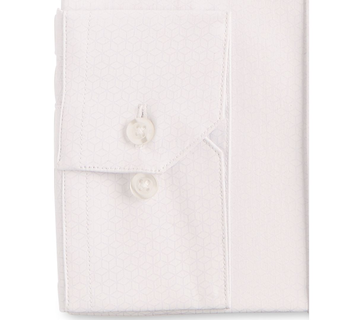 Alfani Alfatech Slim-fit Performance Stretch Moisture-wicking Wrinkle-resistant Cube-print Dress Shirt White