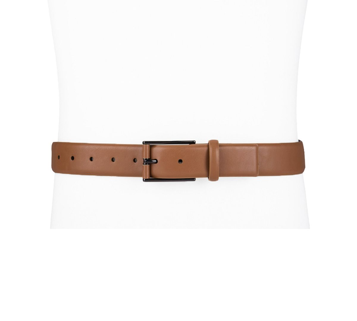 Alfani Alfatech Stretch Faux-leather Wrapped Buckle Dress Belt Tan