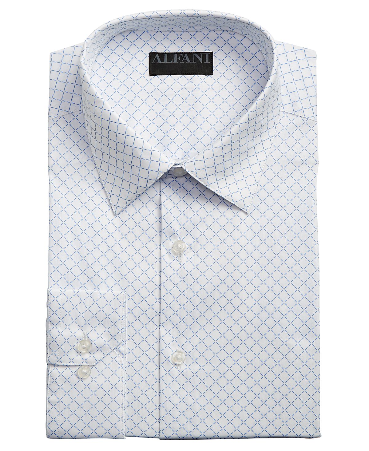Alfani Assorted Alfatech By Classic/regular Fit Performance Print Dress Shirts White/Blue