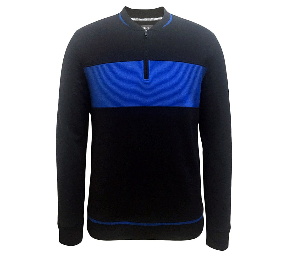 Alfani Baseball Ottoman Quarter Zip Sweatshirt Deep Black