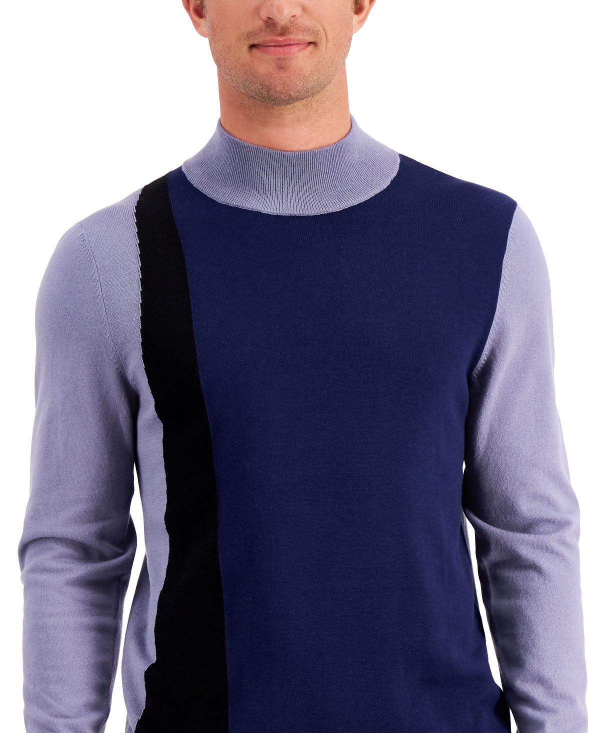 Alfani Colorblocked Turtleneck Sweater Navy