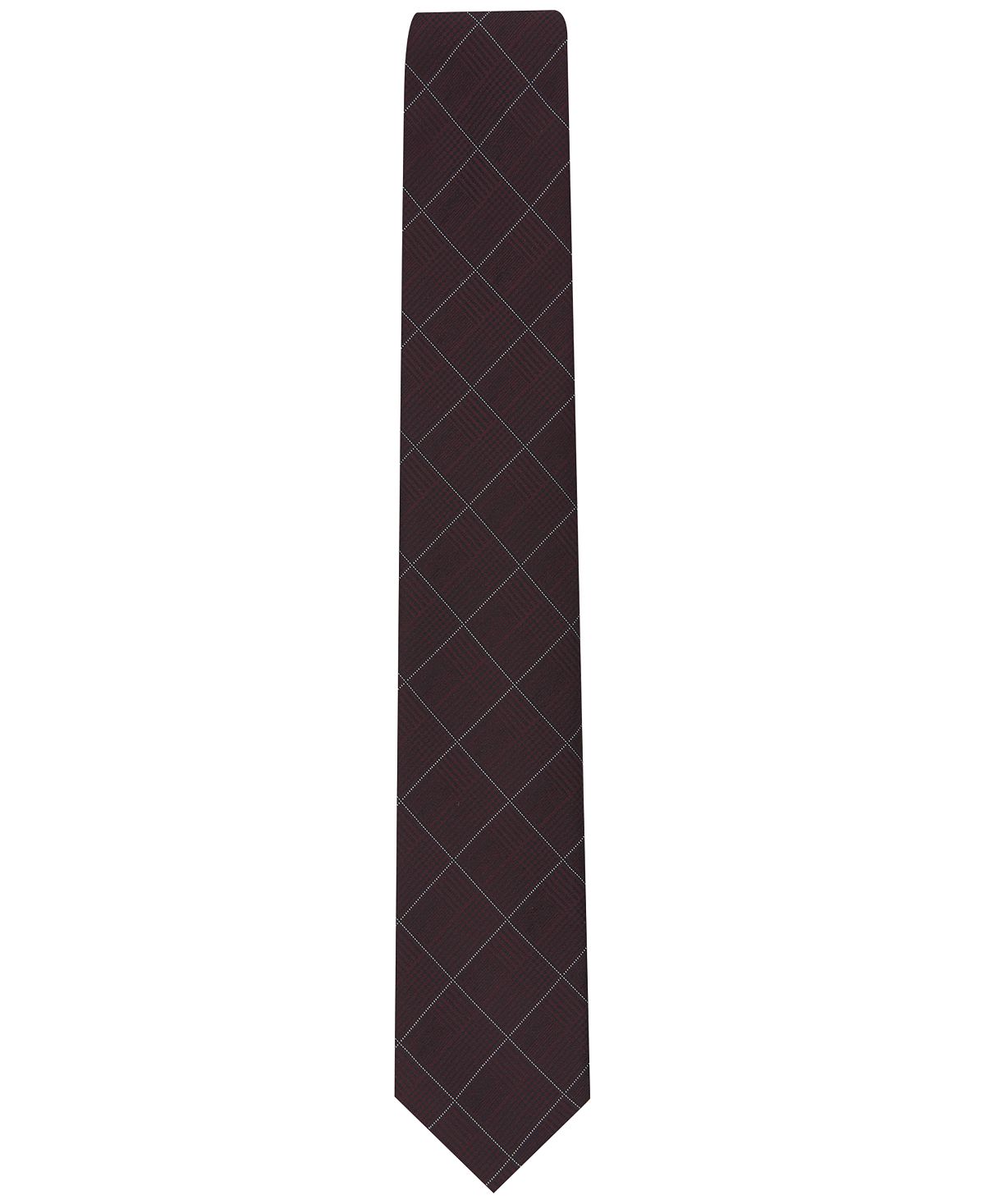 Alfani Gering Plaid Tie Burgundy