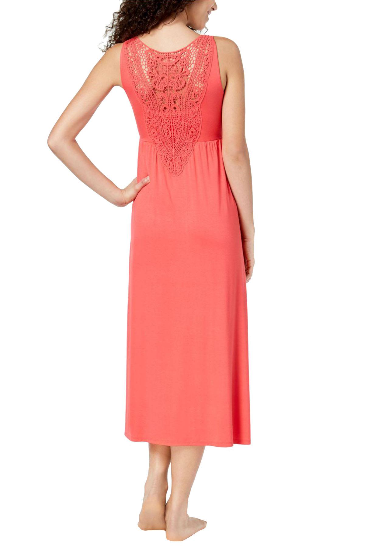 Alfani Intimates Starfish-Pink Crochet-Back Knit Nightgown