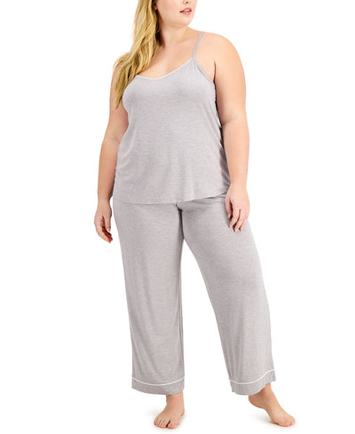 Alfani Plus Knit Tank Top Pajama Set Heather Grey