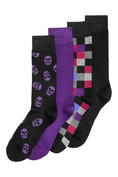 Alfani Purple/Black Crew Sock 4-Pack Box Set