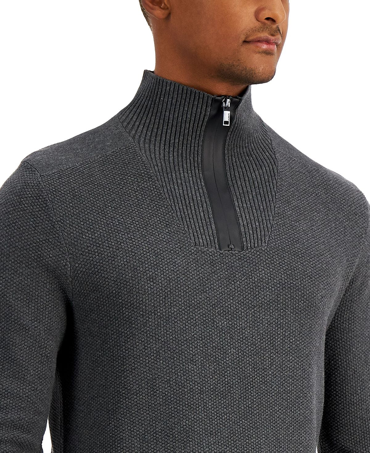 Alfani Quarter-zip Sweater Charcoal Hthr