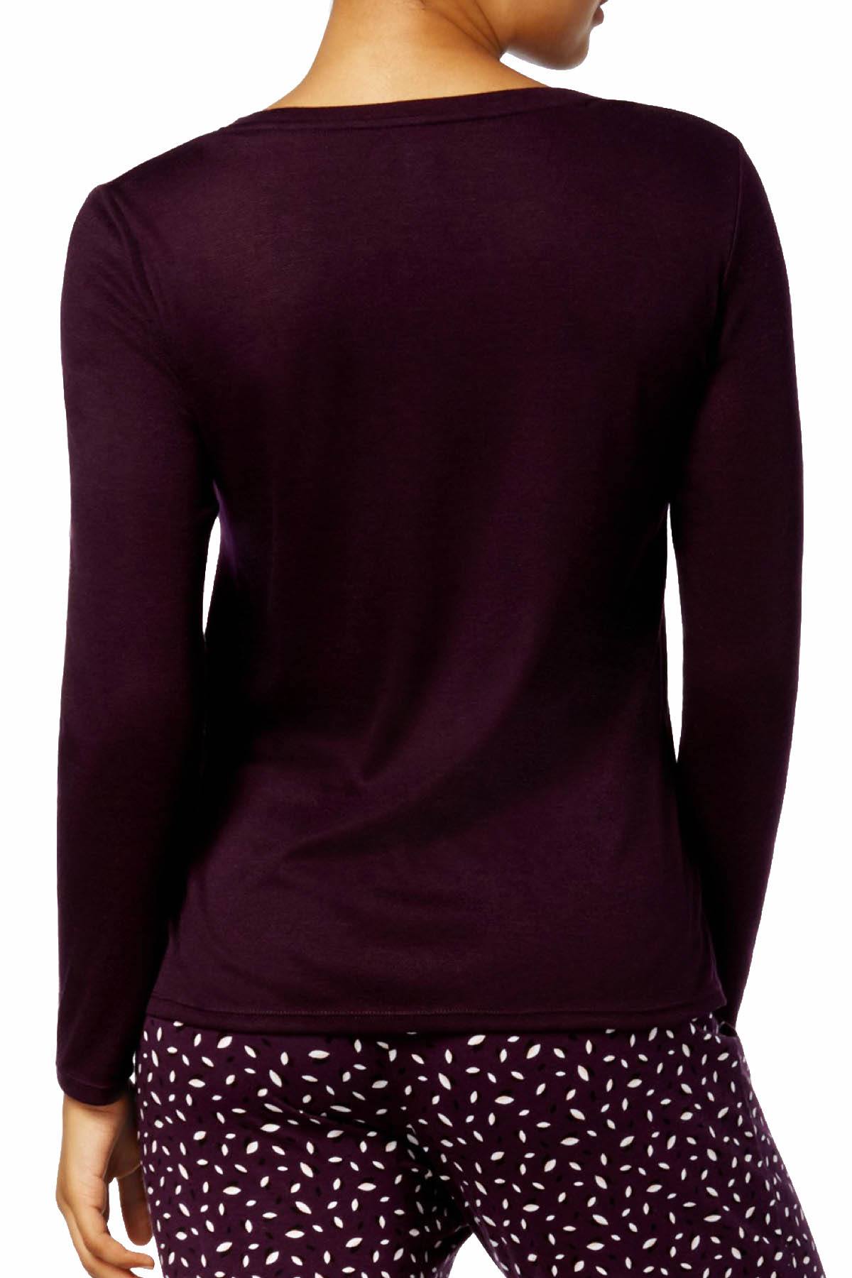 Alfani Scoop Neck Long Sleeve Lounge Top in Dark Fig