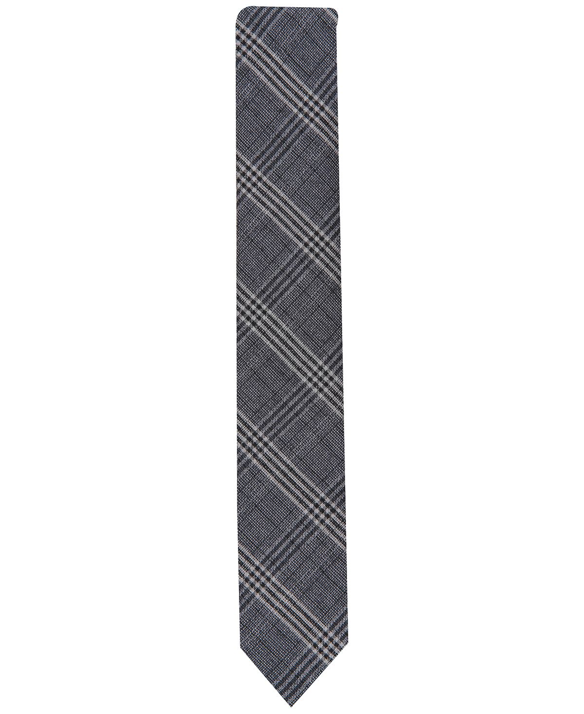 Alfani Slim Plaid Tie Black