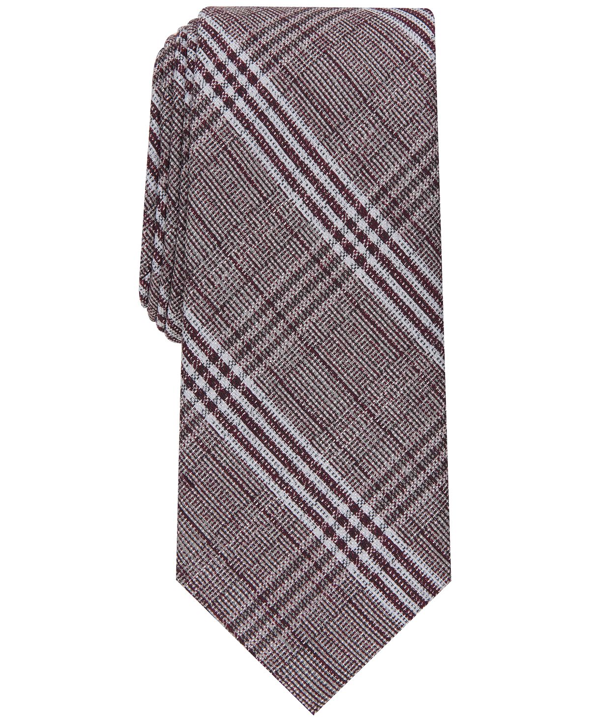Alfani Slim Plaid Tie Charcoal