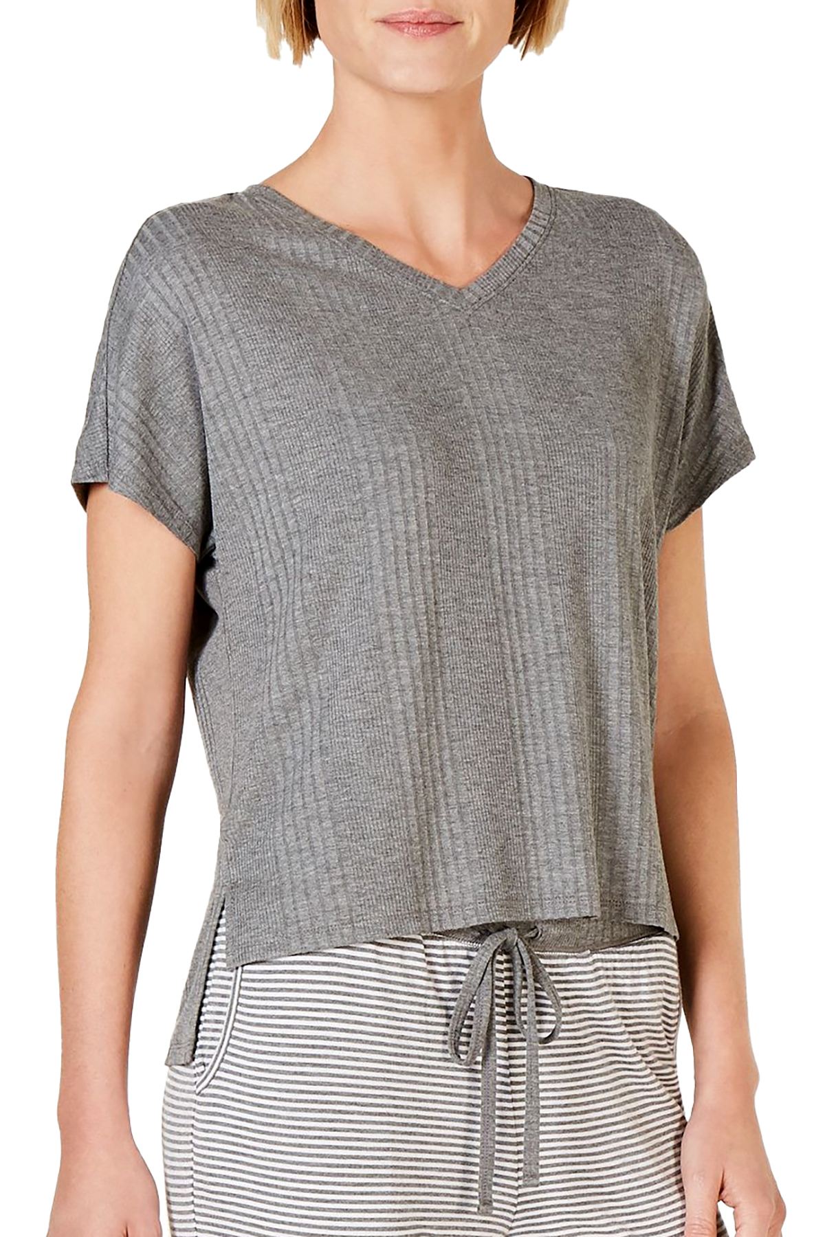 Alfani Super Soft Ribbed Top in Pewter Heather