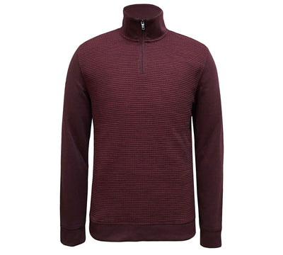 Alfani Textured Colorblocked Quarter-zip Sweater Port