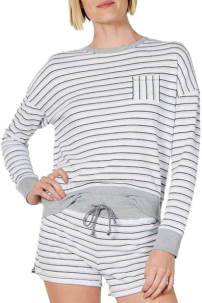Alfani Ultra Soft Crewneck Top in Varsity Stripe White