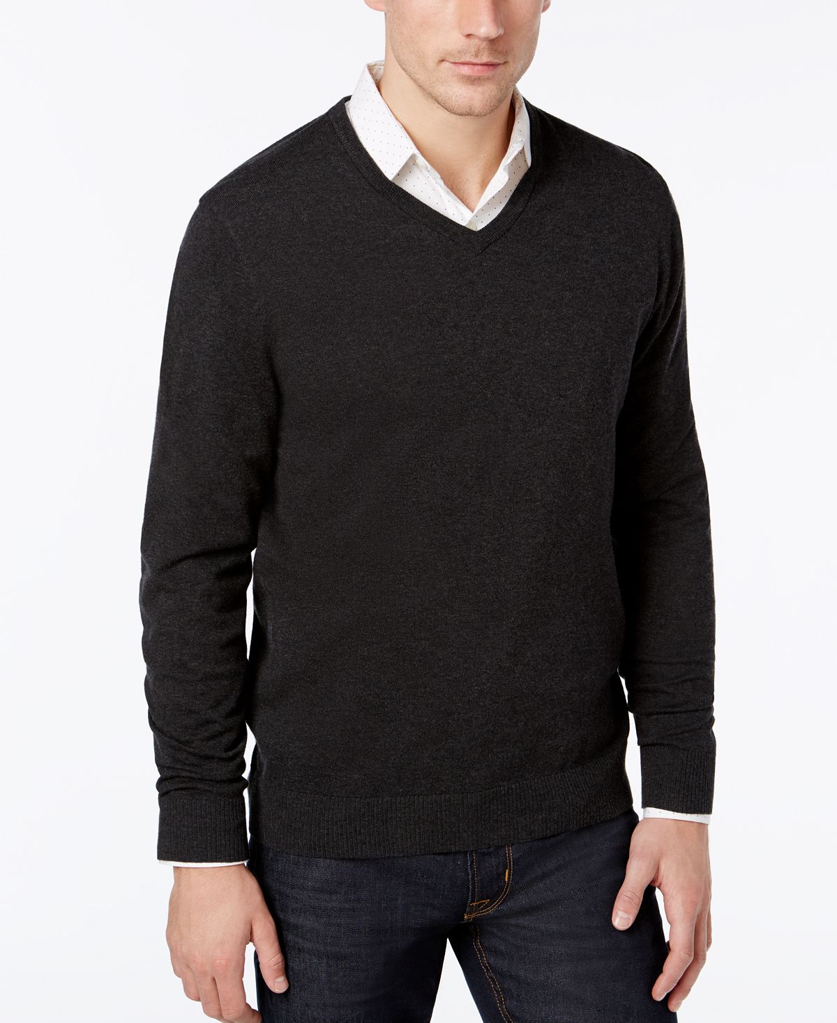 Alfani V-neck Sweater Black Ice Heather