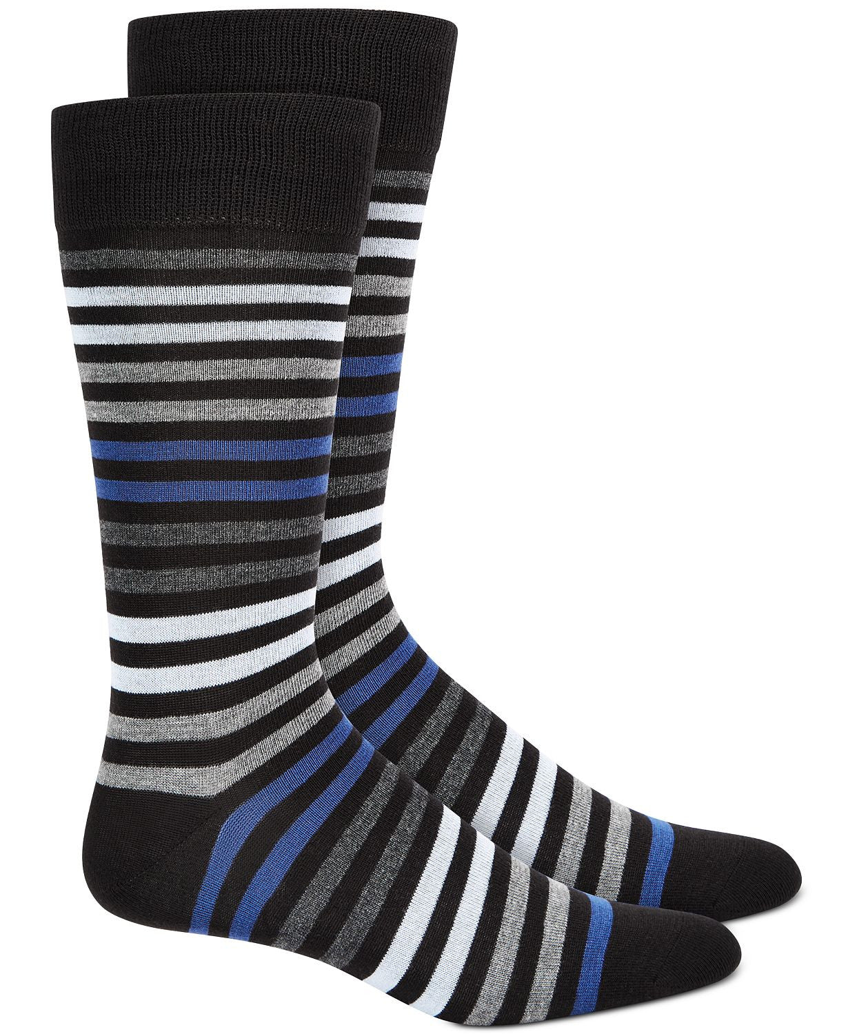 Alfatech By Alfani Striped Dress Socks Navy