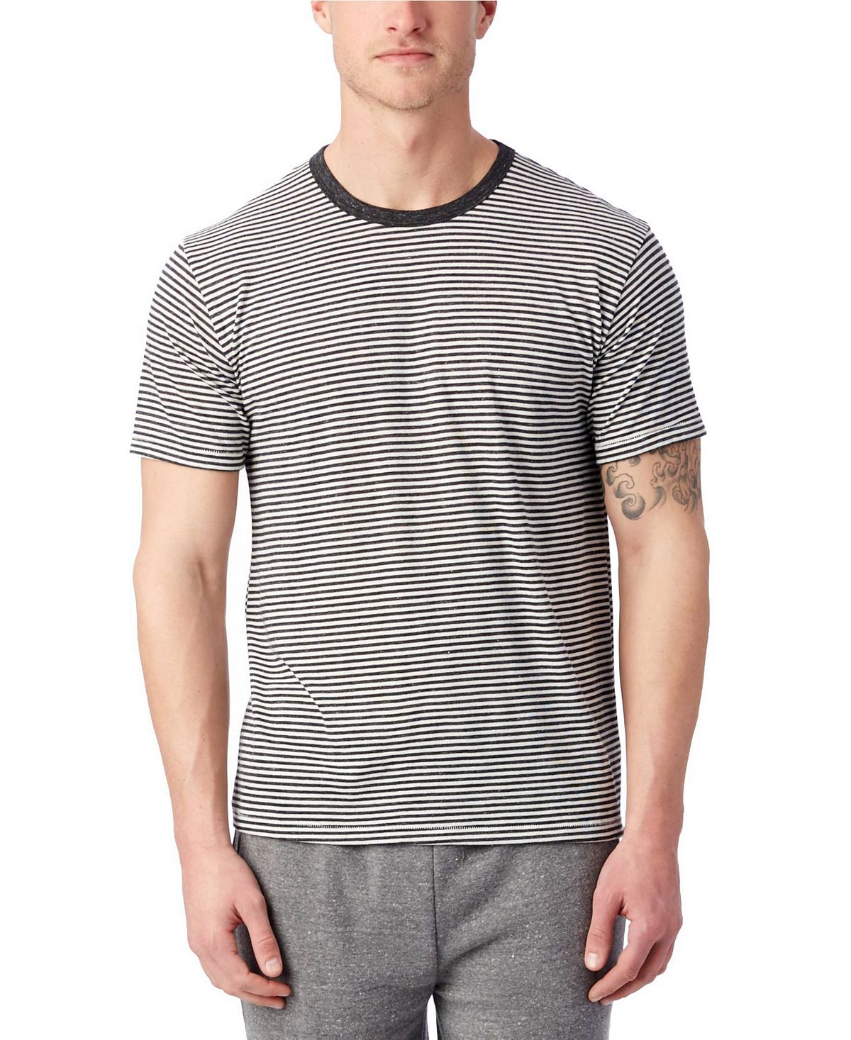 Alternative Apparel Striped Crew T-shirt Black