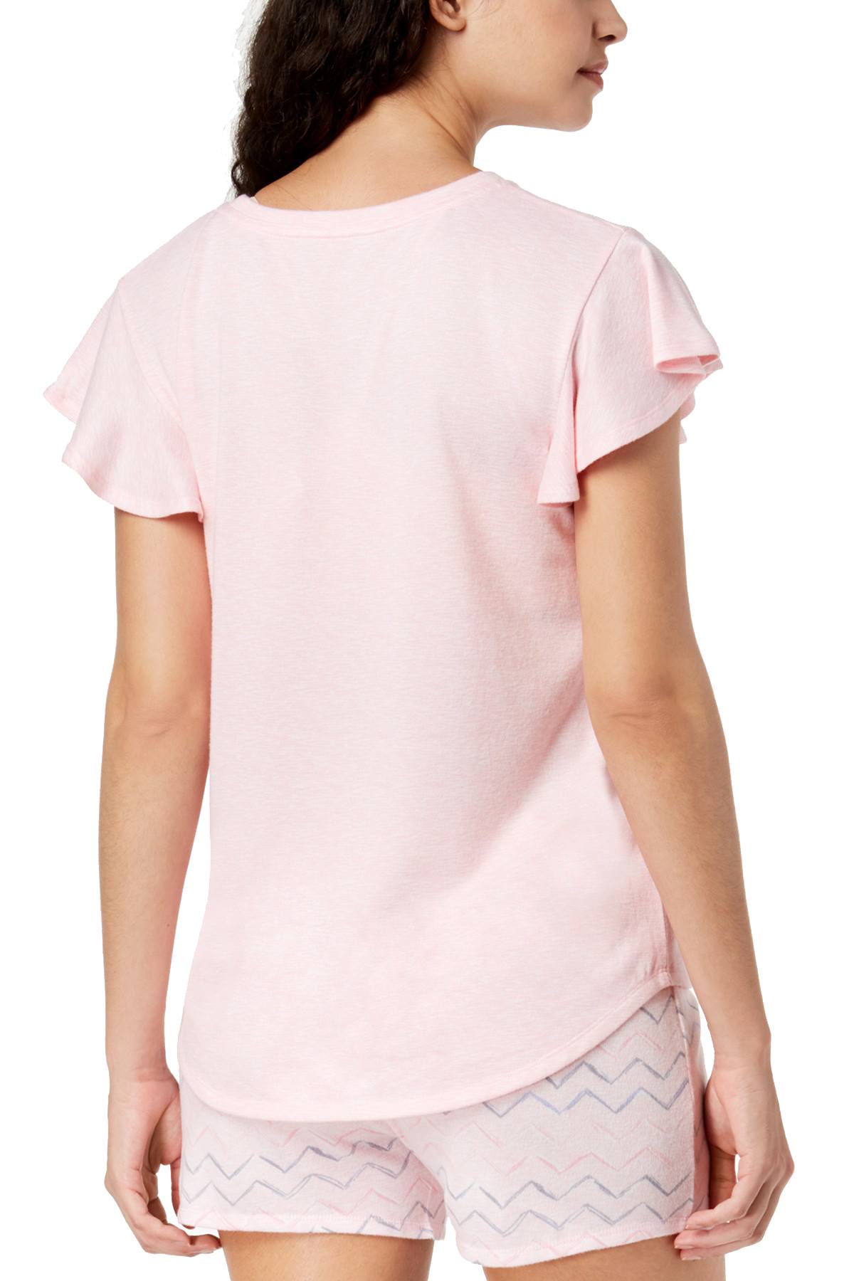 Ande Pink Whisperluxe Flutter-Sleeve Lounge Tee