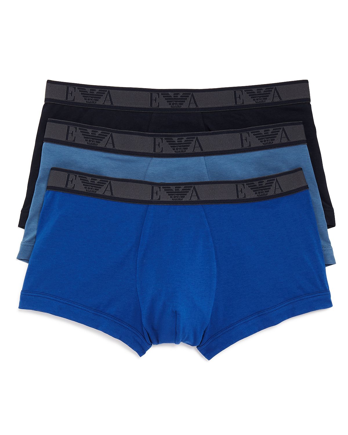 Armani Monogram Trunks Pack Of 3 Blue