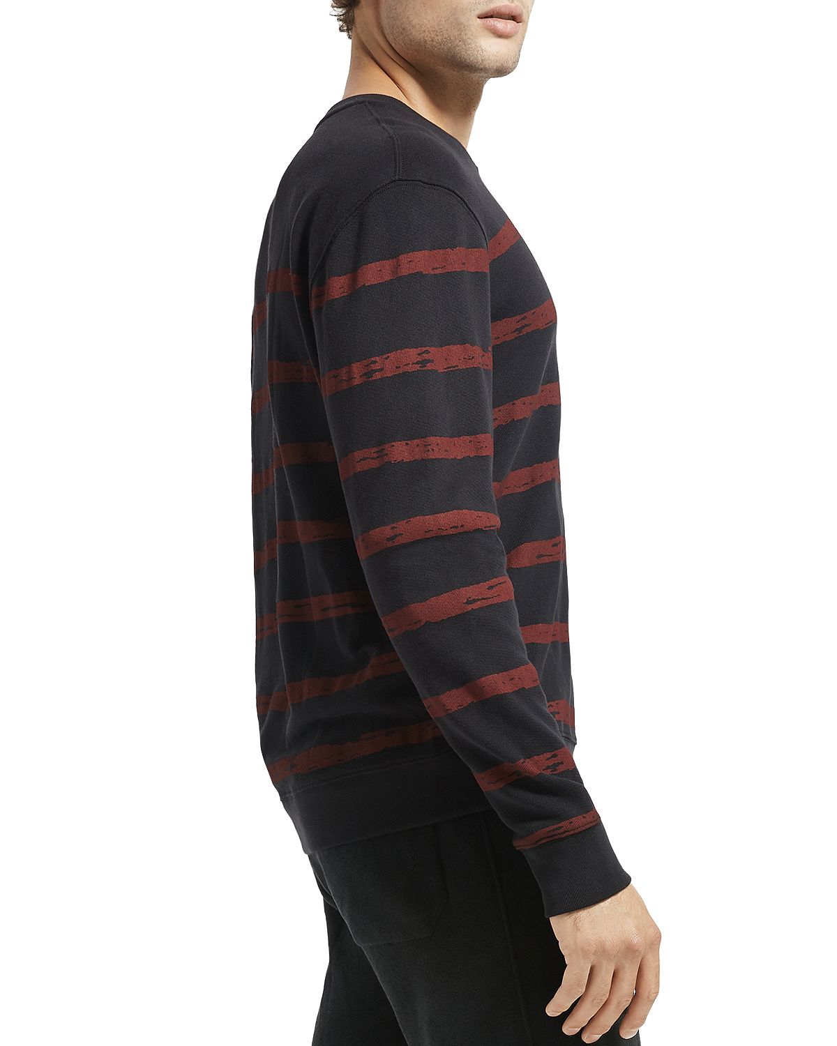Atm Anthony Thomas Melillo French Terry Broken-stripe Sweatshirt Black/Red