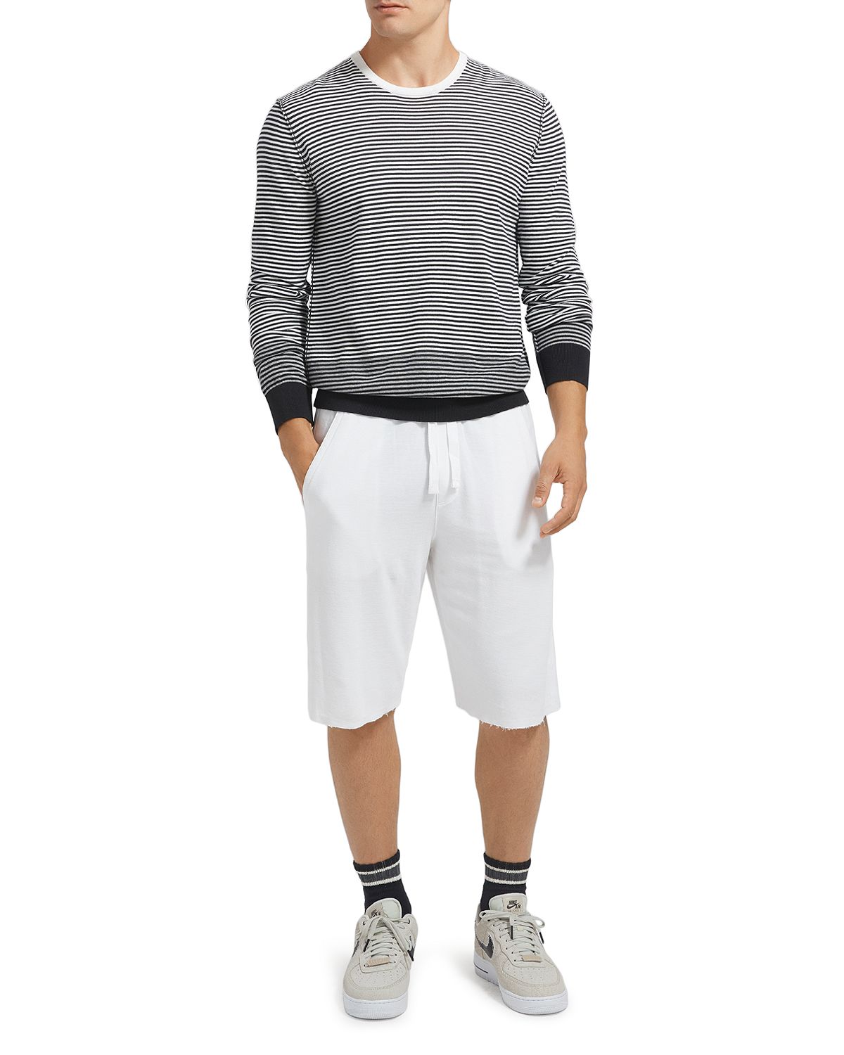 Atm Anthony Thomas Melillo Ombr Striped Sweater Black/White