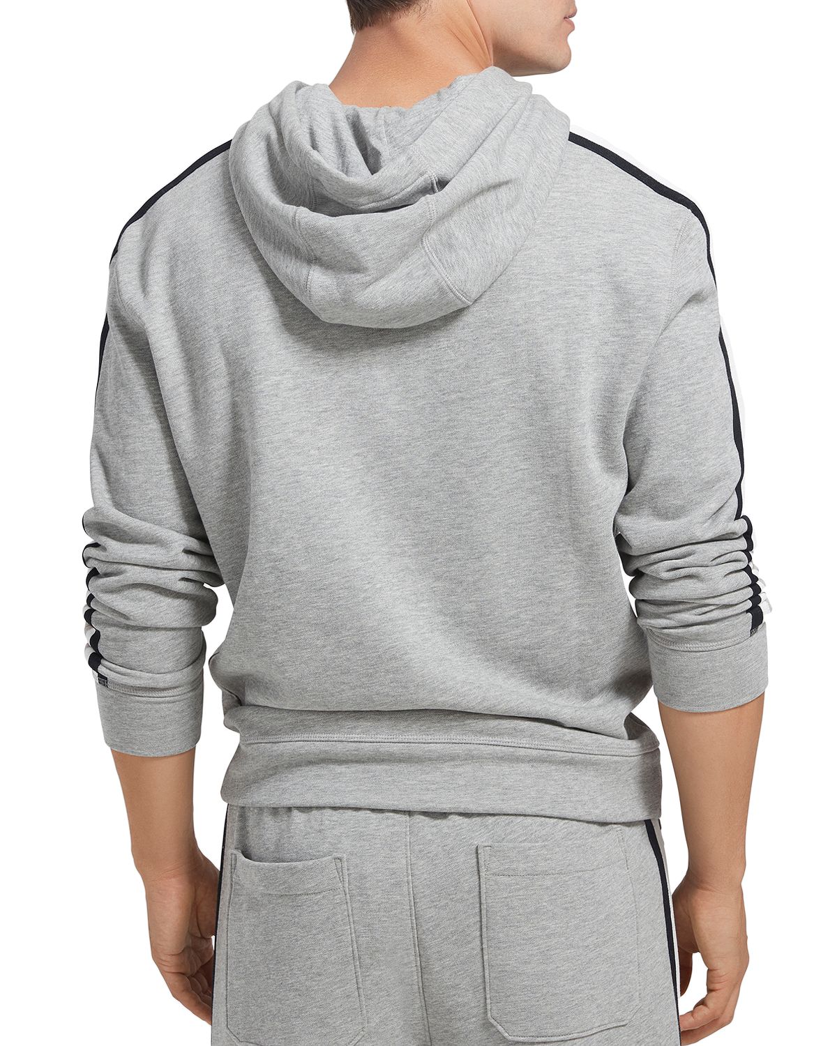 Atm Anthony Thomas Melillo Stripe Trimmed Hooded Sweatshirt Heather Gray