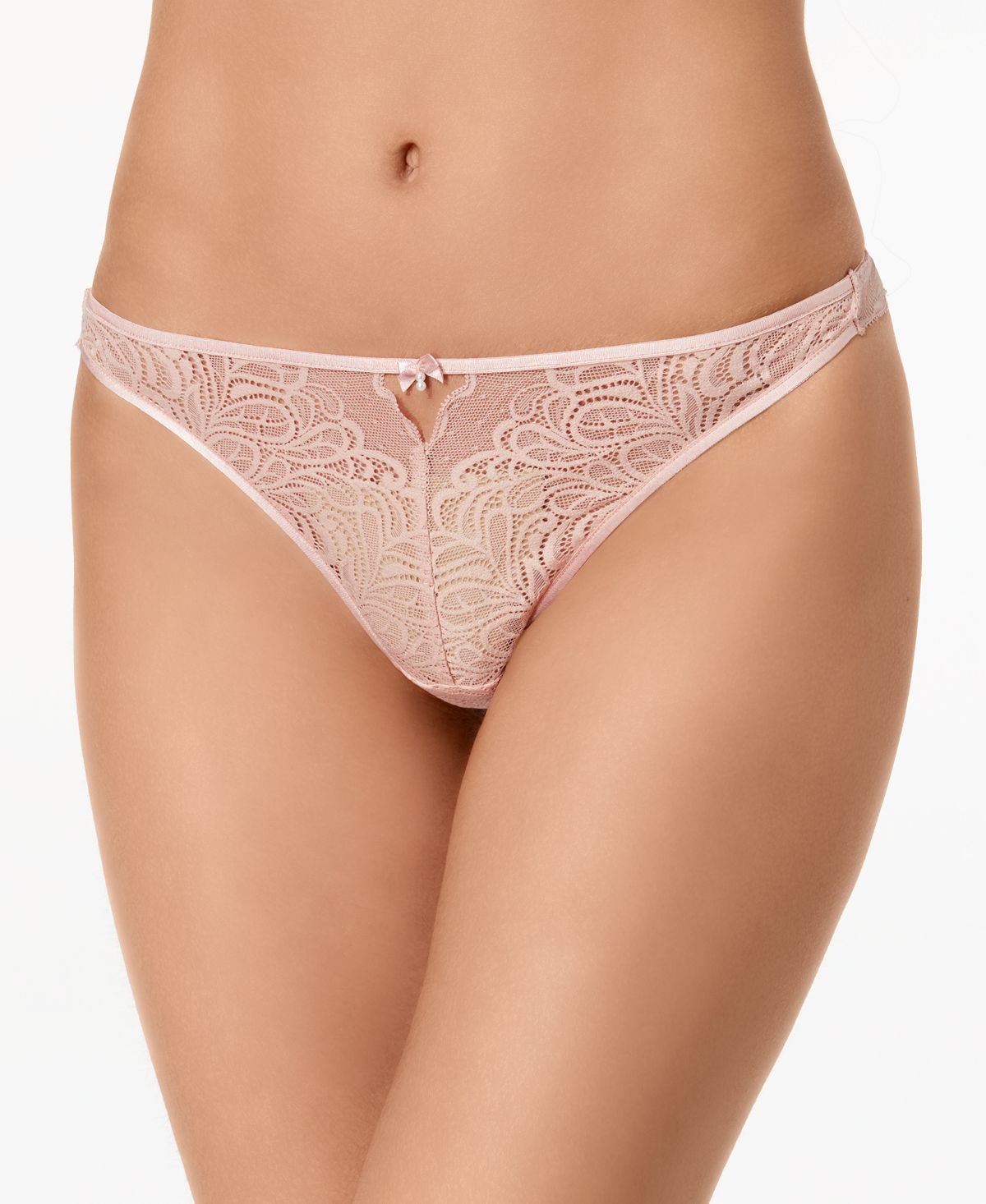 B.tempt'd Undisclosed Keyhole Lace Thong 942257 Rose Smoke