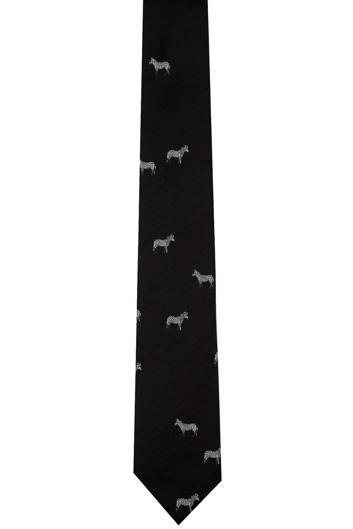 BAR III Black Zebra-Print Slim-Fit Tie